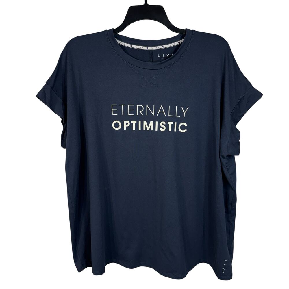 LIVI for Lane Bryant SZ 18/20 Tee Shirt Top Dolman Sleeves Eternally Optimistic